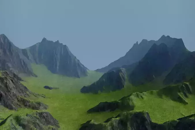 Grass Cliff Mountain Valley  3D model