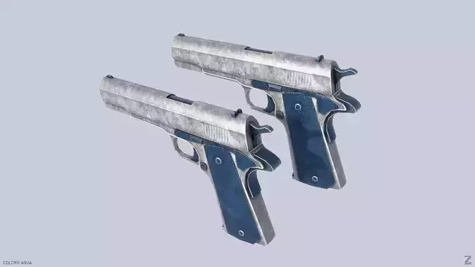 COLT 1911 Aqua Low-poly 3D model