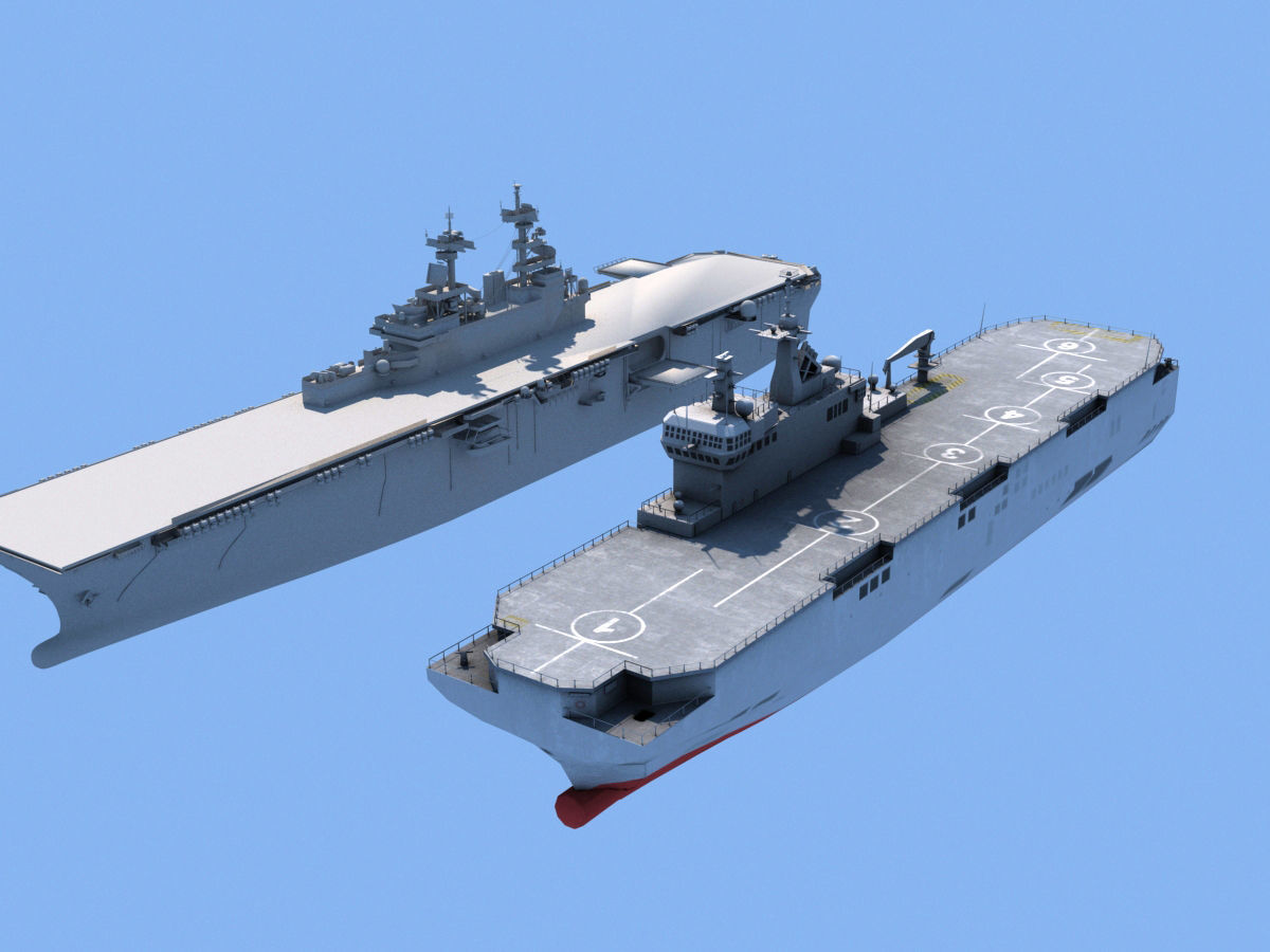 Amphibious Assault Ship and Aircrafts Low-poly 3D model_34