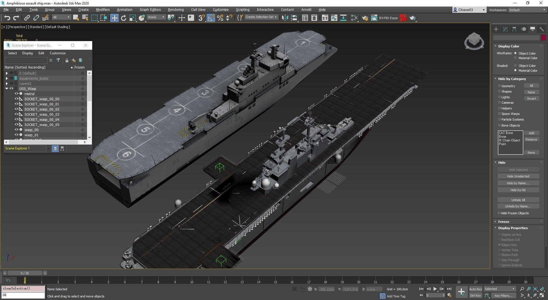 Amphibious Assault Ship and Aircrafts Low-poly 3D model_2