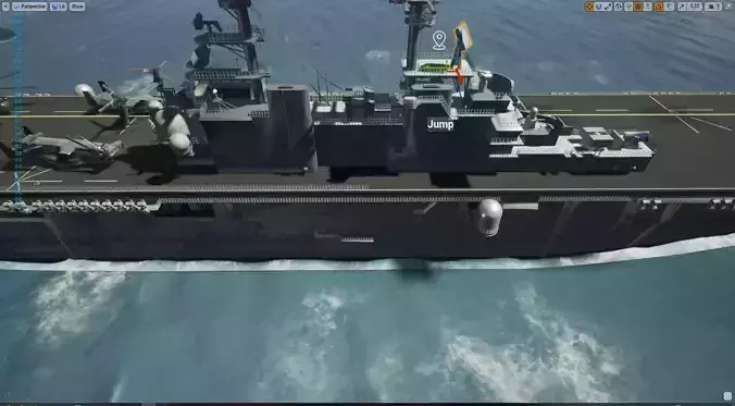 Amphibious Assault Ship and Aircrafts Low-poly 3D model