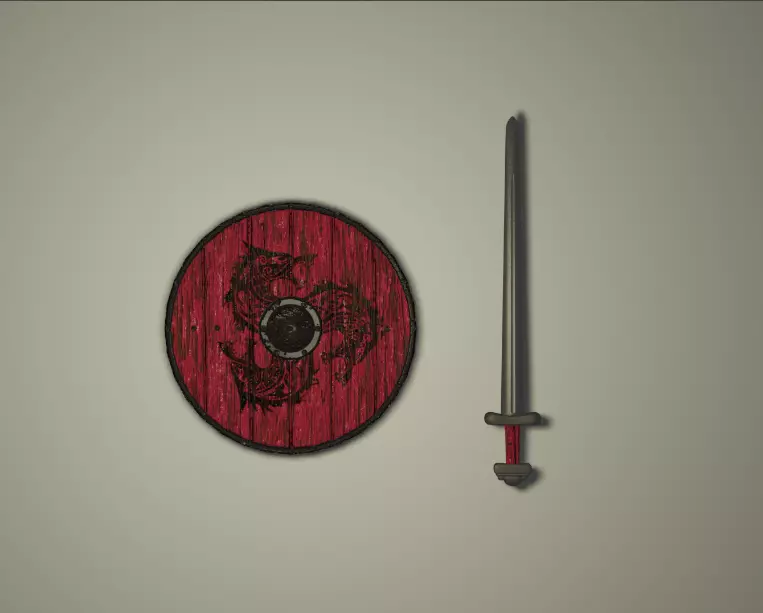 Viking shield and sword pbr texturing Free 3D model_0