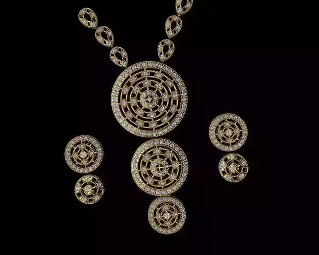 NECKLACE gold and diamond set 3D print model