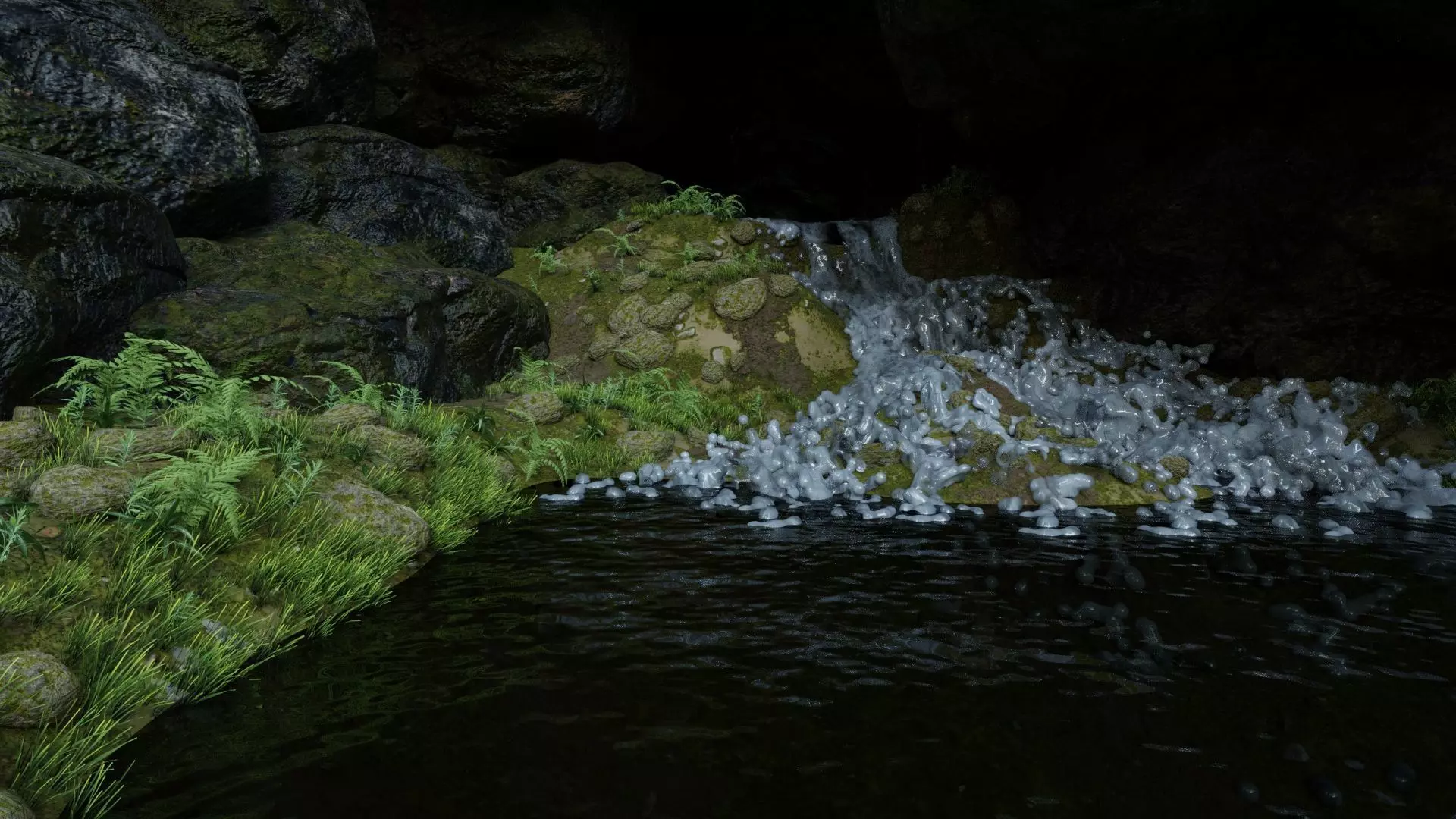 Waterfall Scene 3D model_0