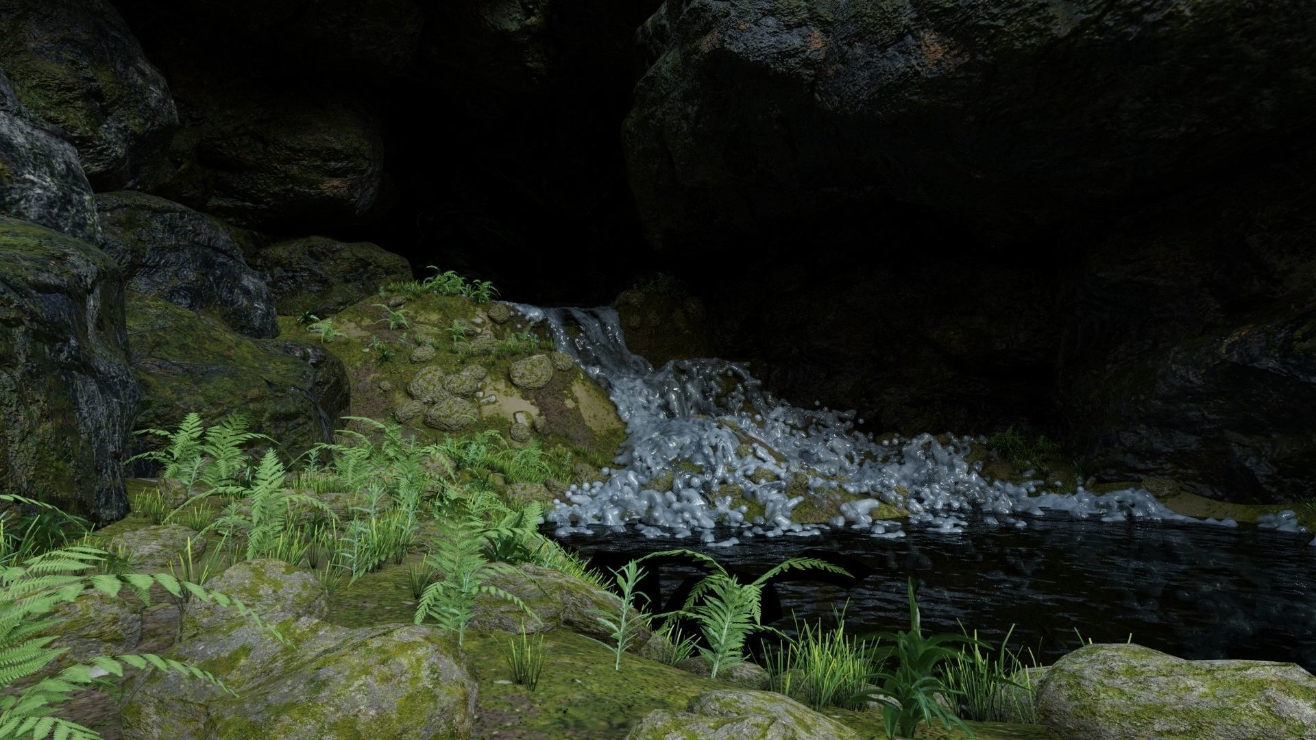Waterfall Scene 3D model_1
