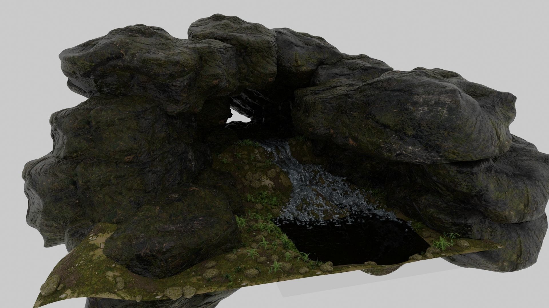 Waterfall Scene 3D model_4