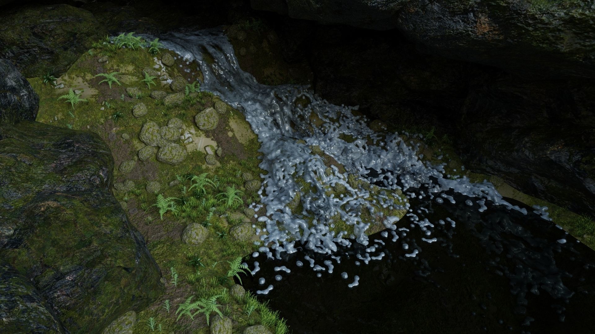 Waterfall Scene 3D model_2