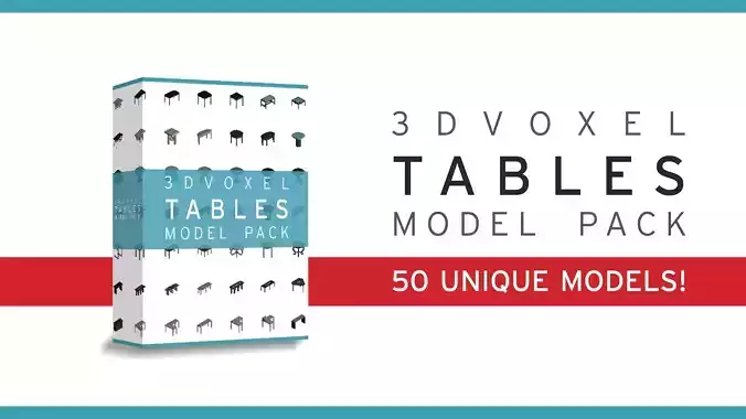 Afinity Studios - 3D Voxel Tables Model pack Low-poly 3D model