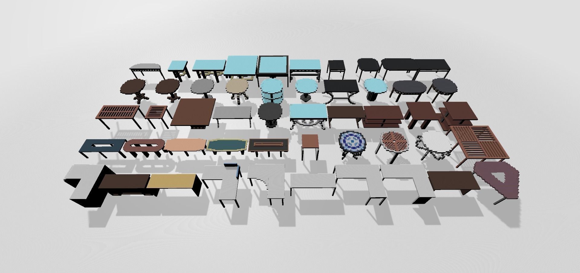 Afinity Studios - 3D Voxel Tables Model pack Low-poly 3D model_2