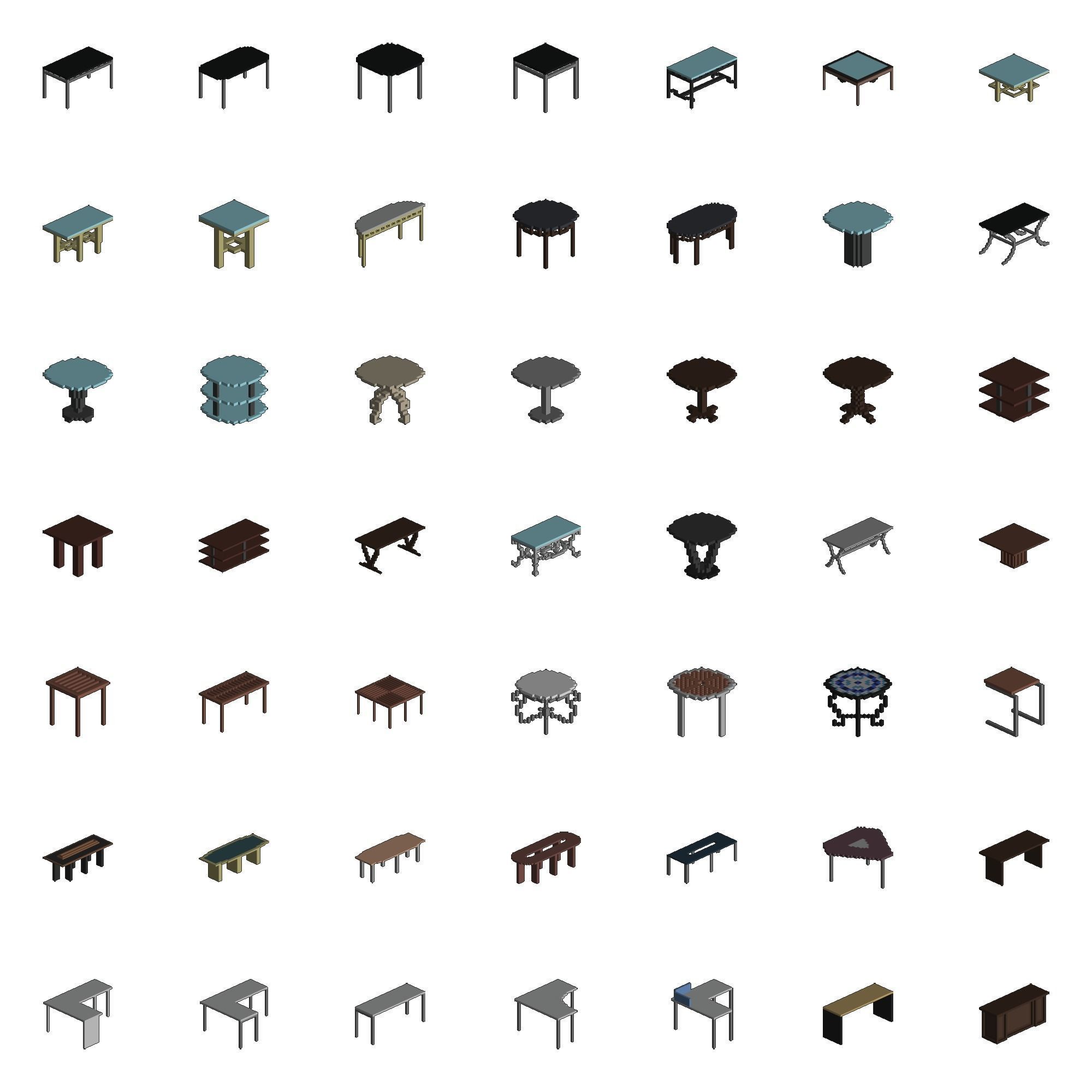 Afinity Studios - 3D Voxel Tables Model pack Low-poly 3D model_1