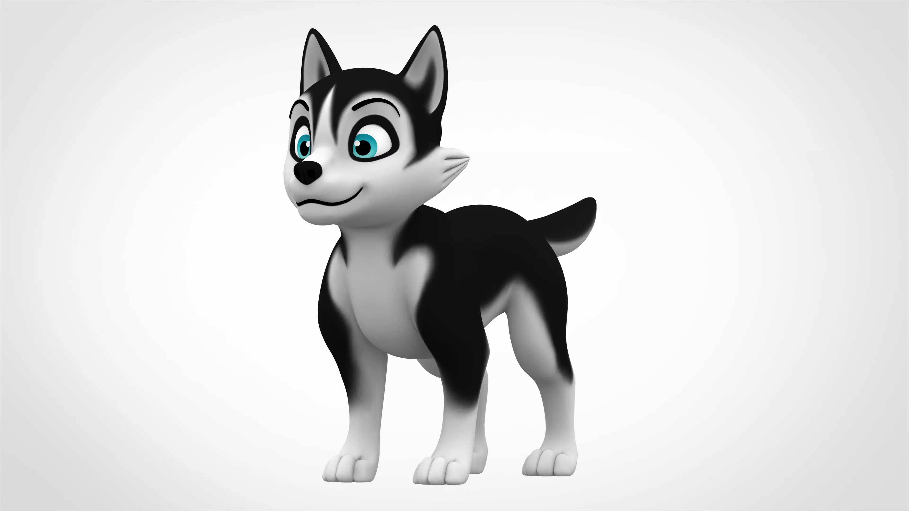 Husky Puppy Low-poly 3D model_0