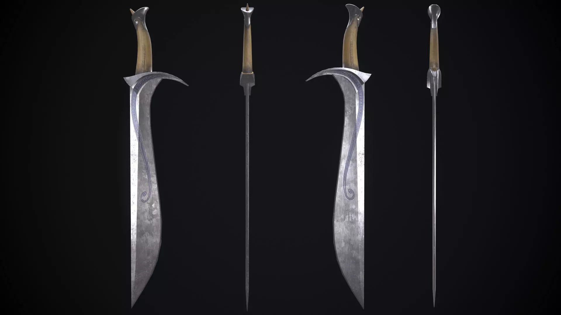 Orcrist sword from The Lord of The Rings Movie Low-poly 3D model_0