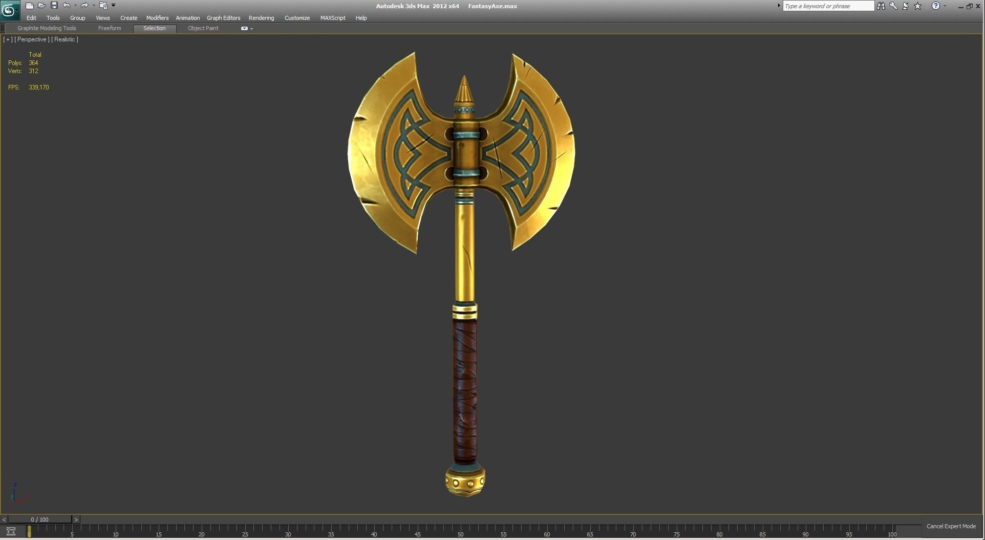 Fantasy Axe - low poly Low-poly 3D model_3