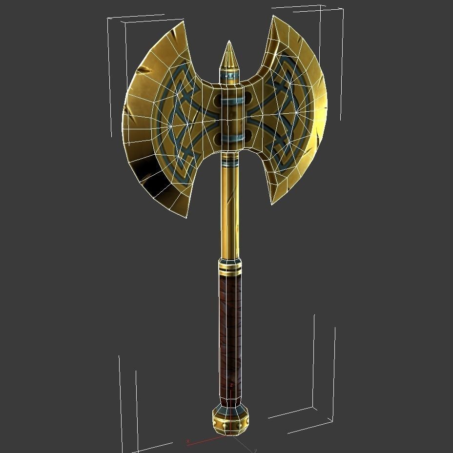 Fantasy Axe - low poly Low-poly 3D model_5