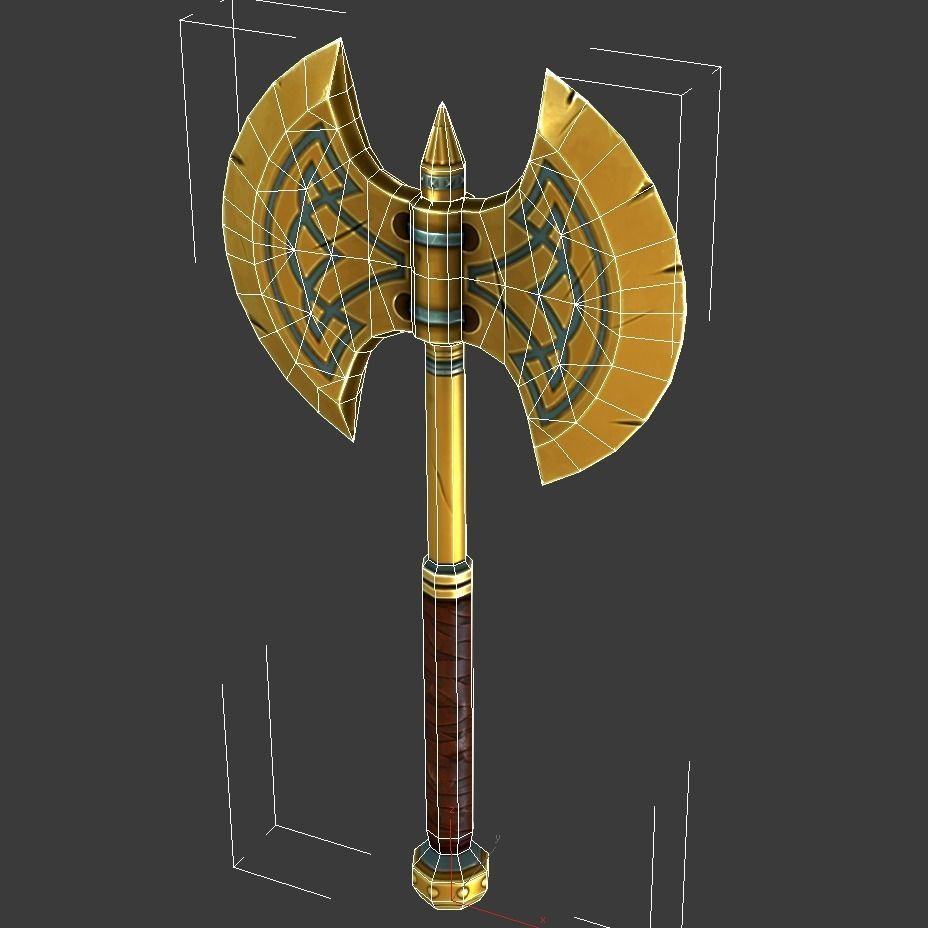Fantasy Axe - low poly Low-poly 3D model_6