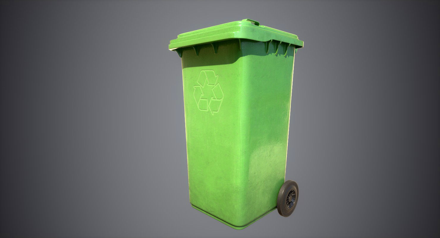 Recycle Bin Low-poly 3D model_2