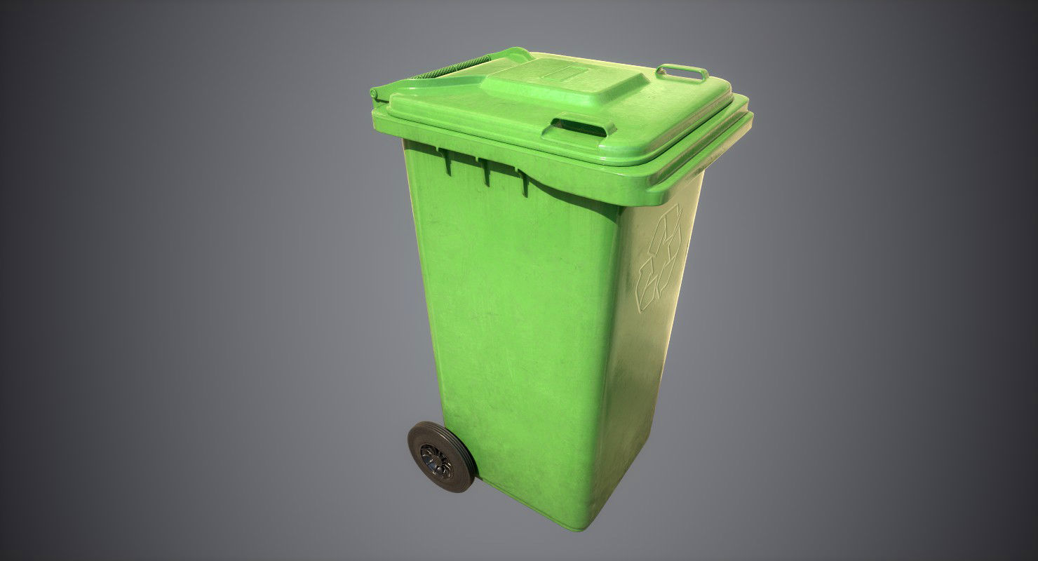 Recycle Bin Low-poly 3D model_3