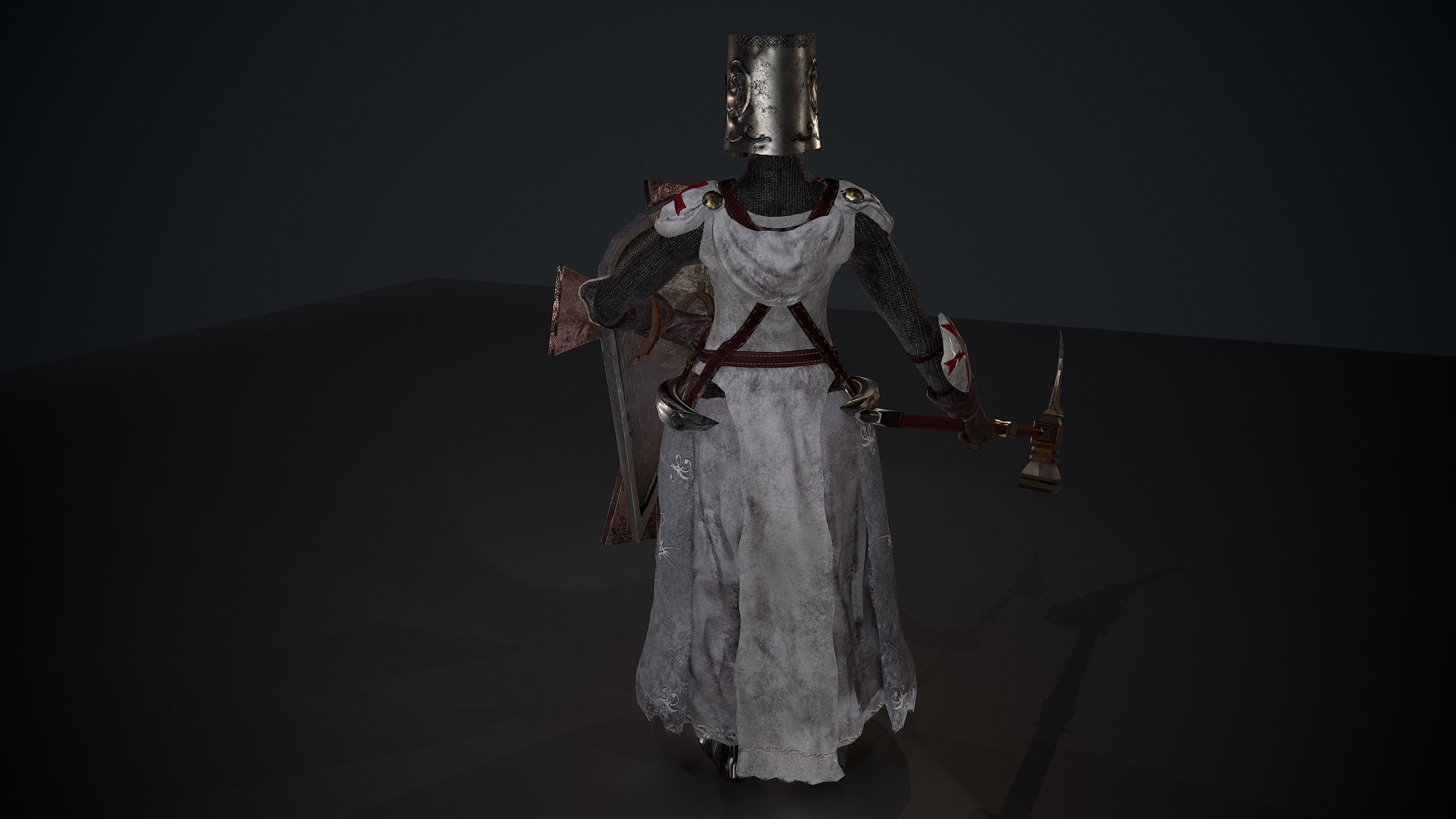 woman knight Low-poly 3D model_6