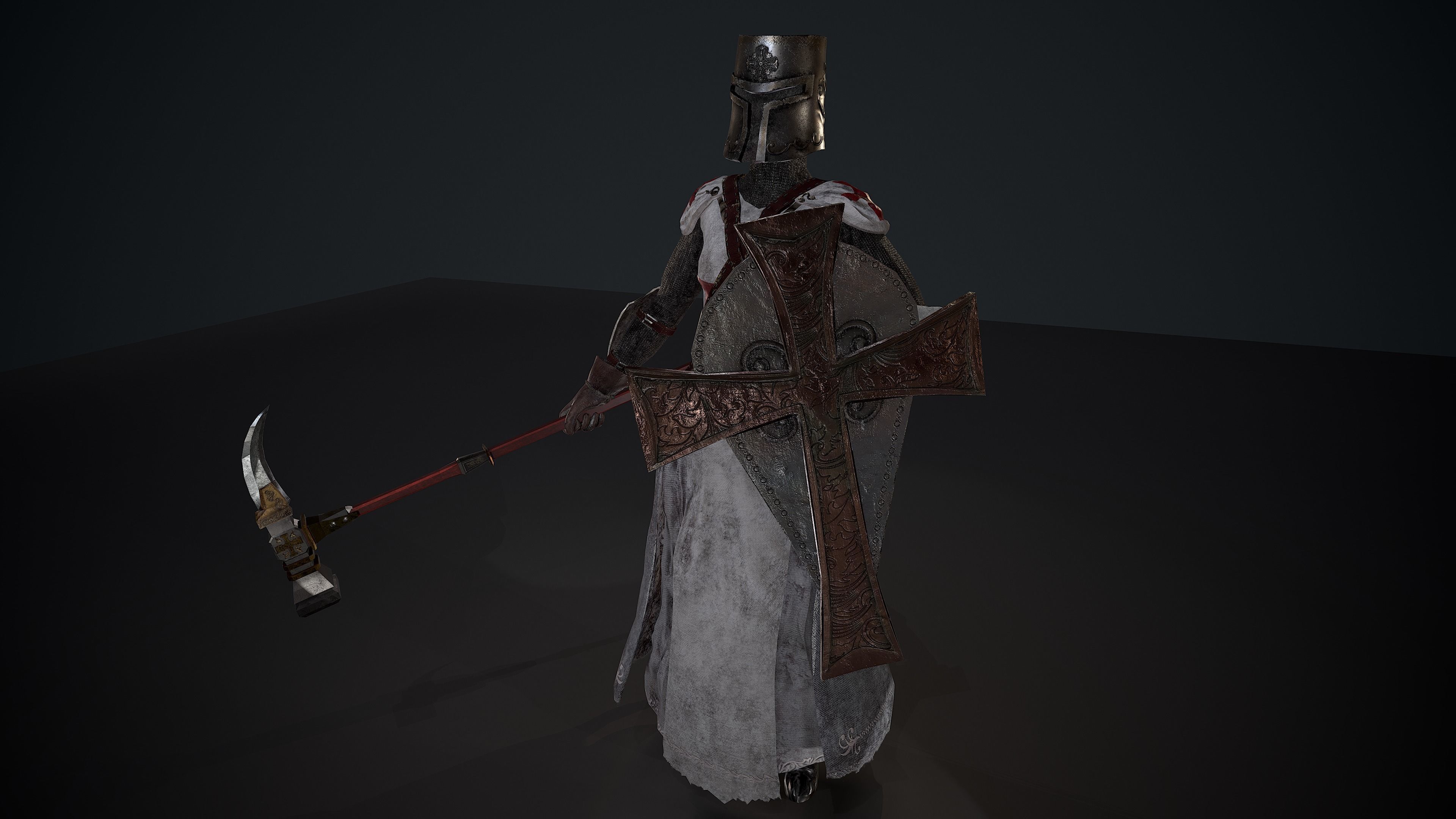 woman knight Low-poly 3D model_1