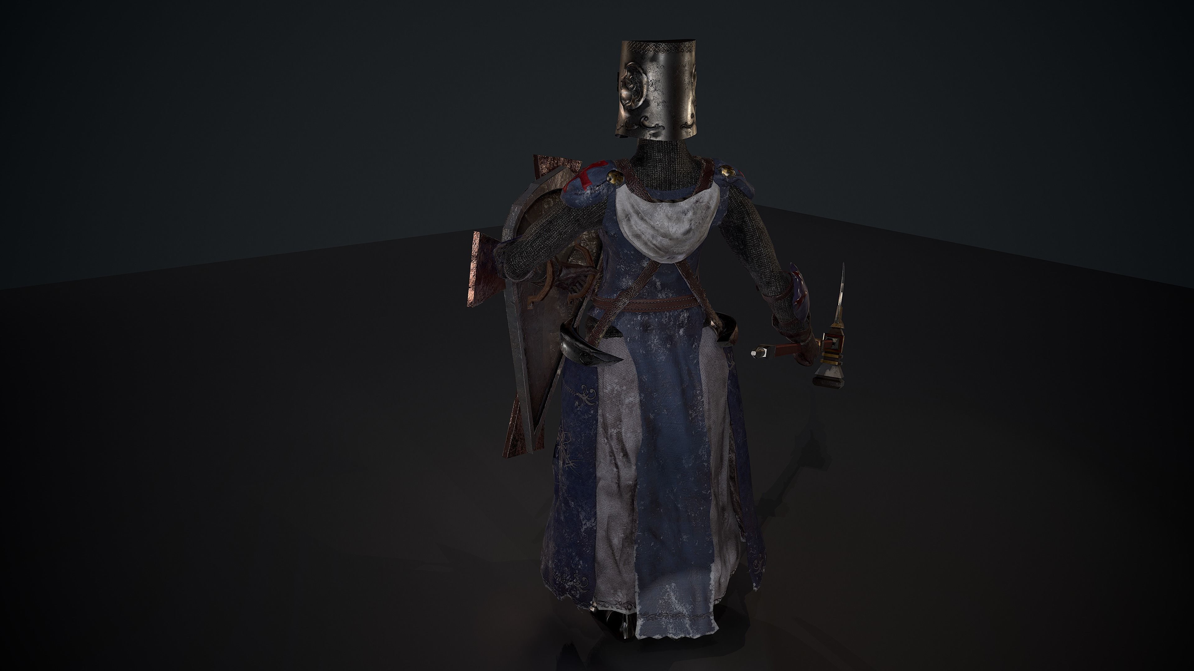 woman knight Low-poly 3D model_11