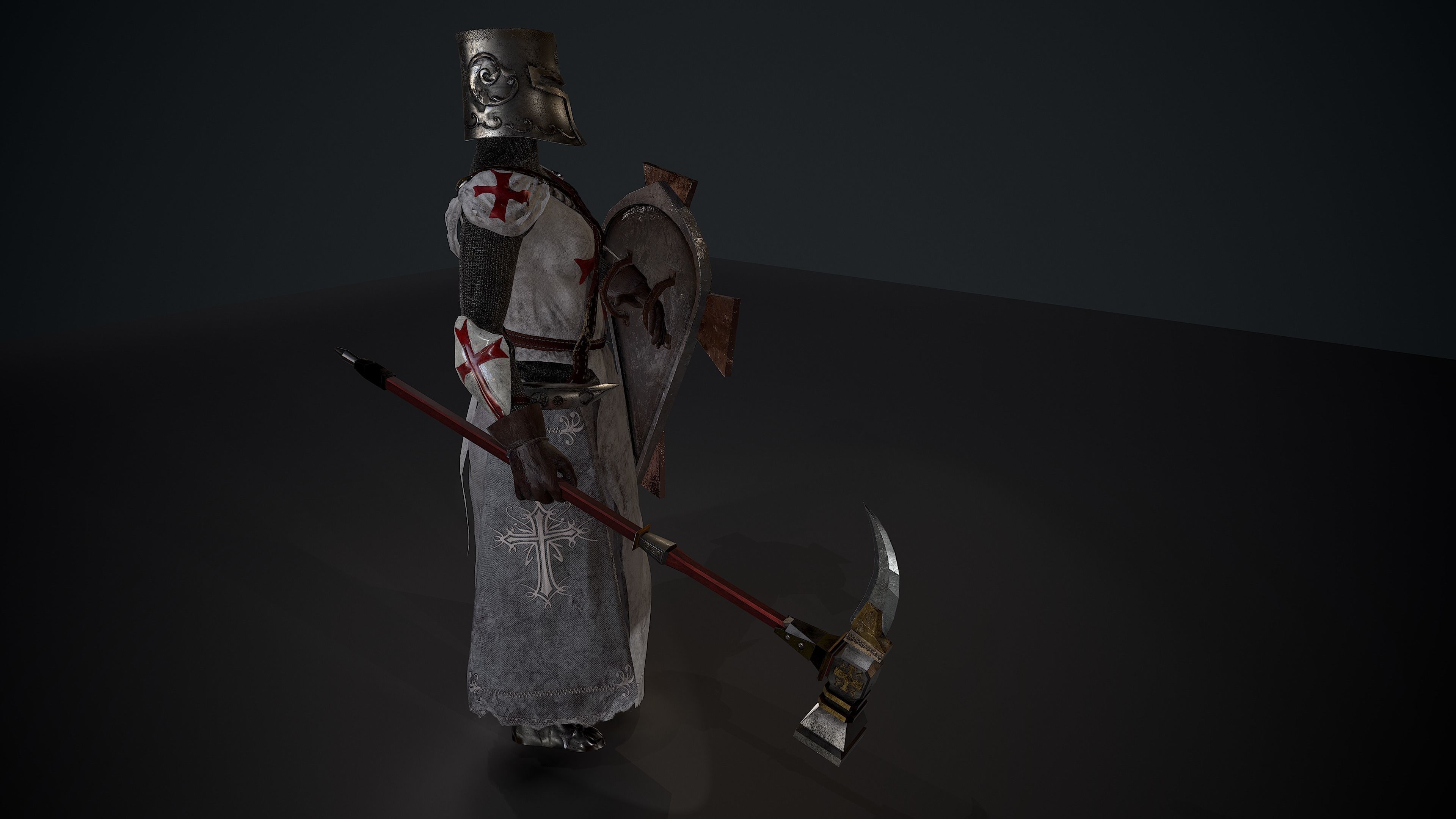 woman knight Low-poly 3D model_7