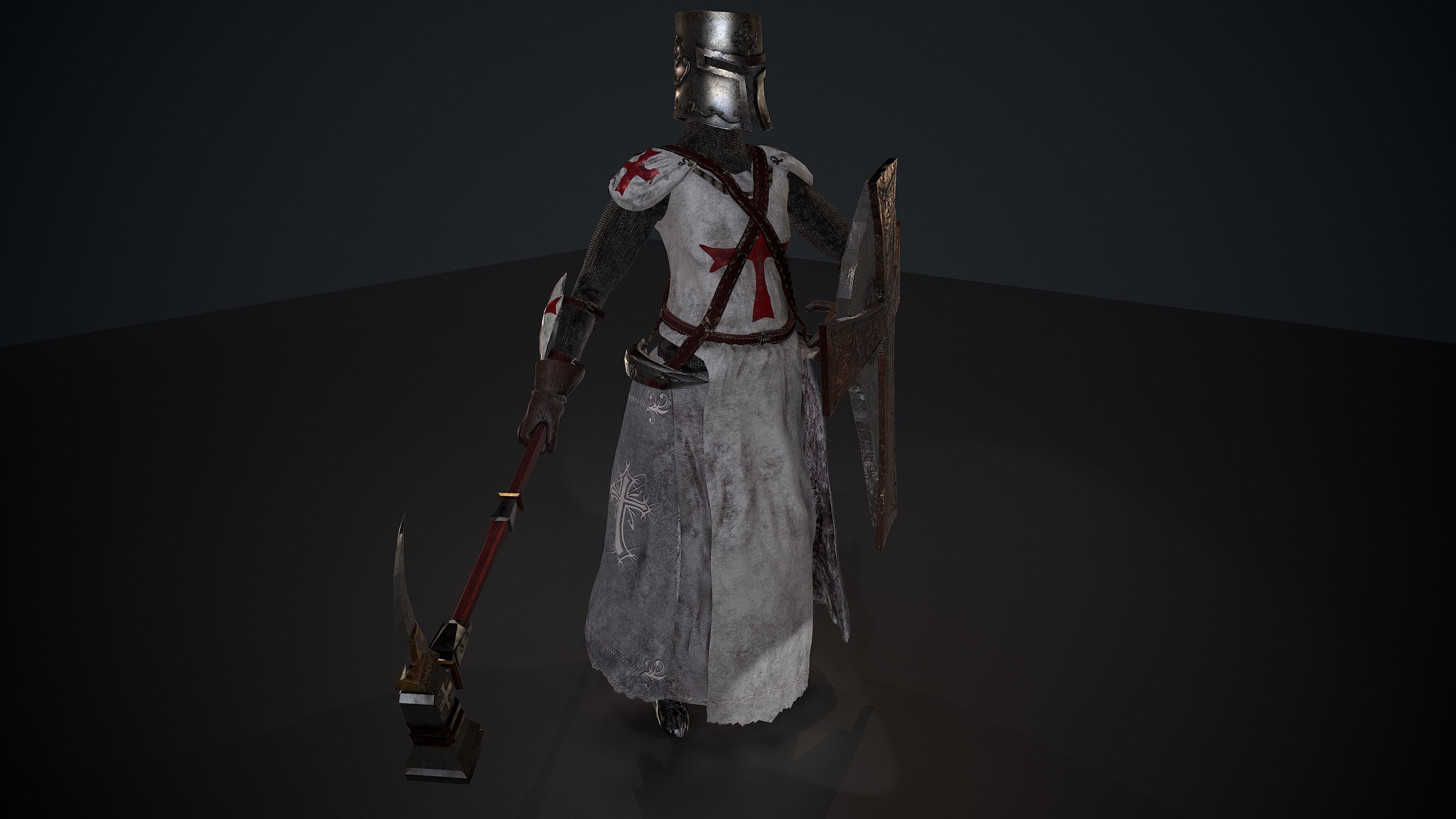 woman knight Low-poly 3D model_8