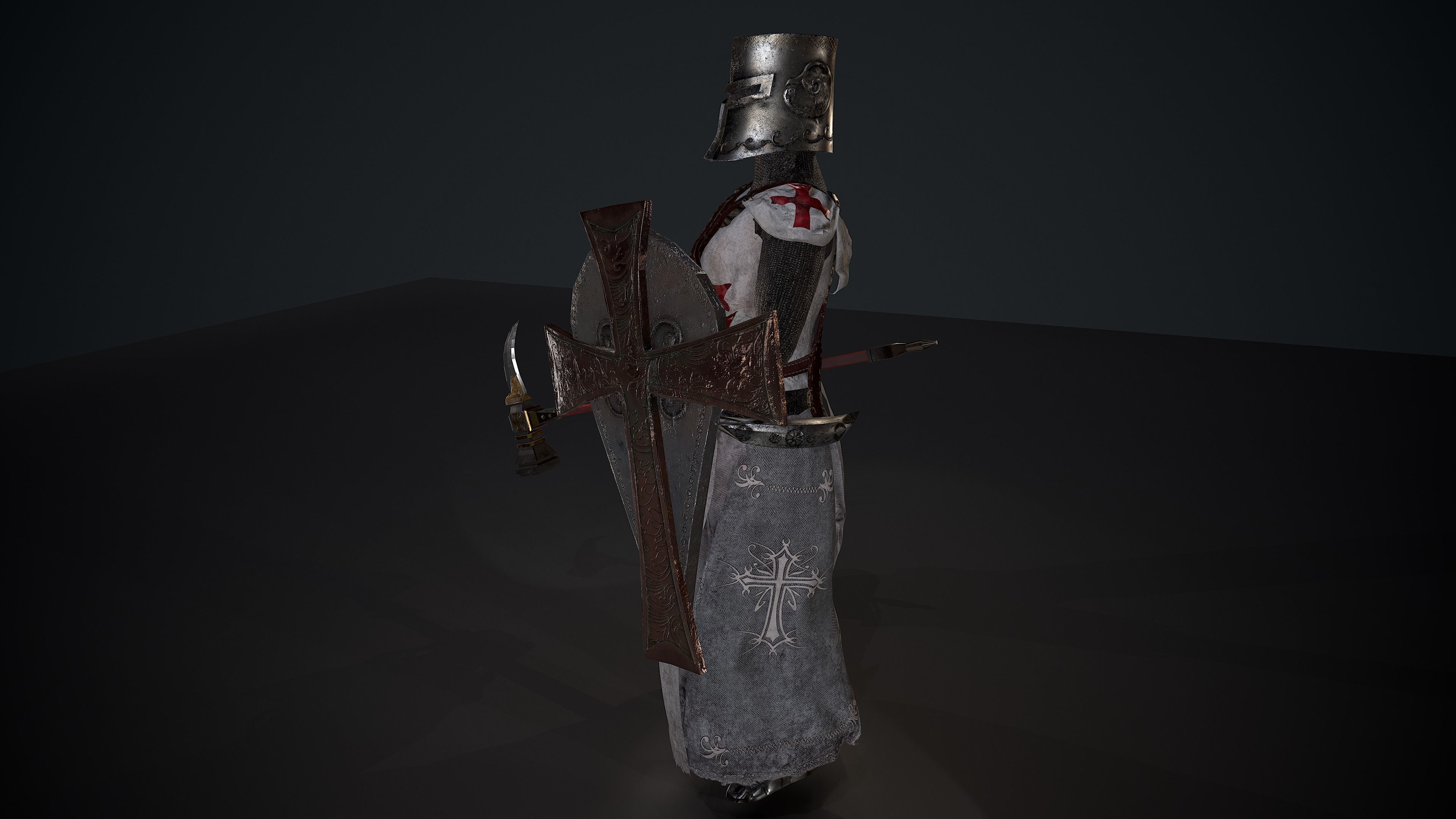 woman knight Low-poly 3D model_5