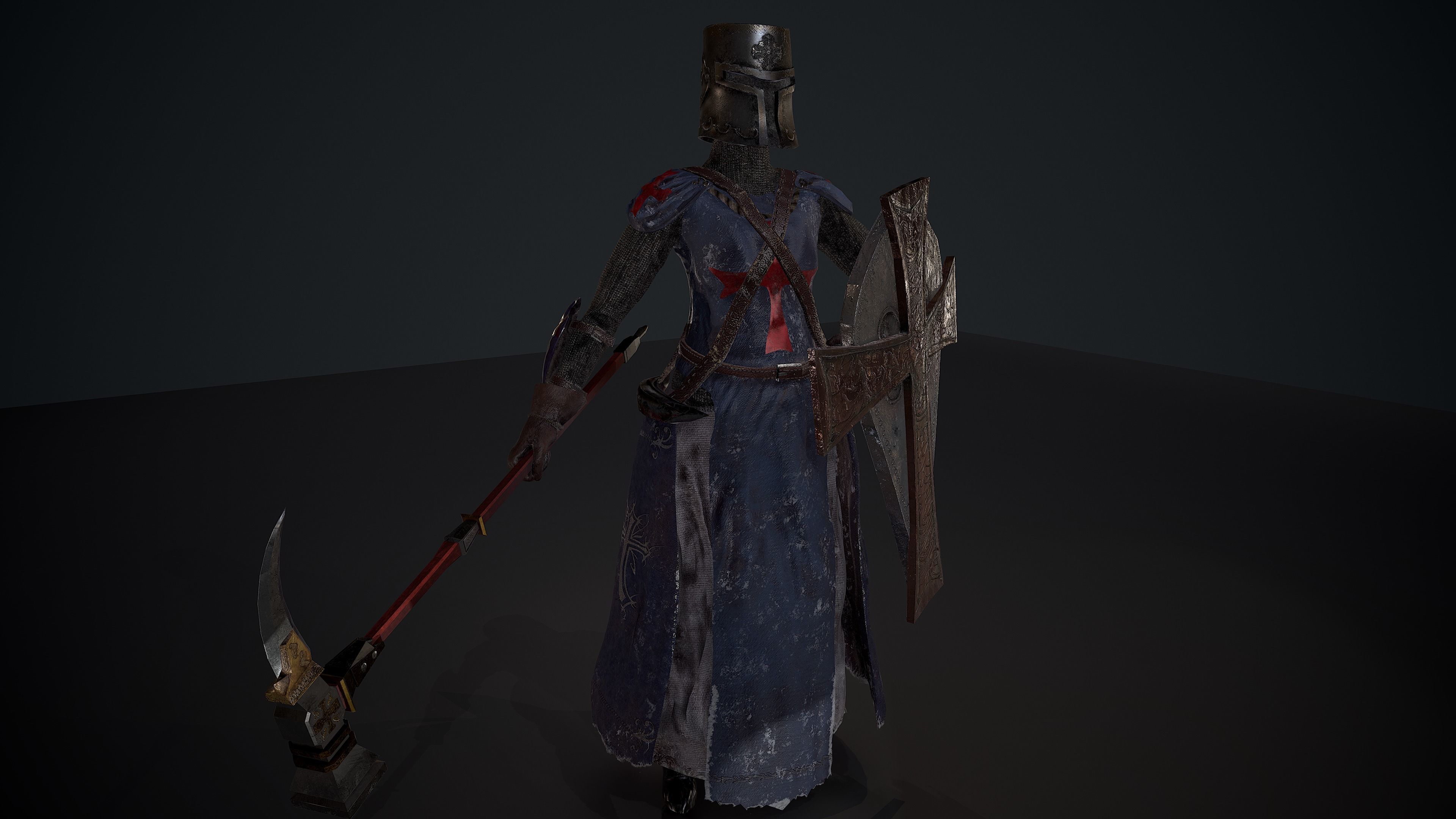 woman knight Low-poly 3D model_13