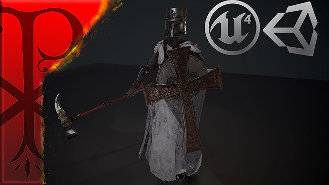 woman knight Low-poly 3D model