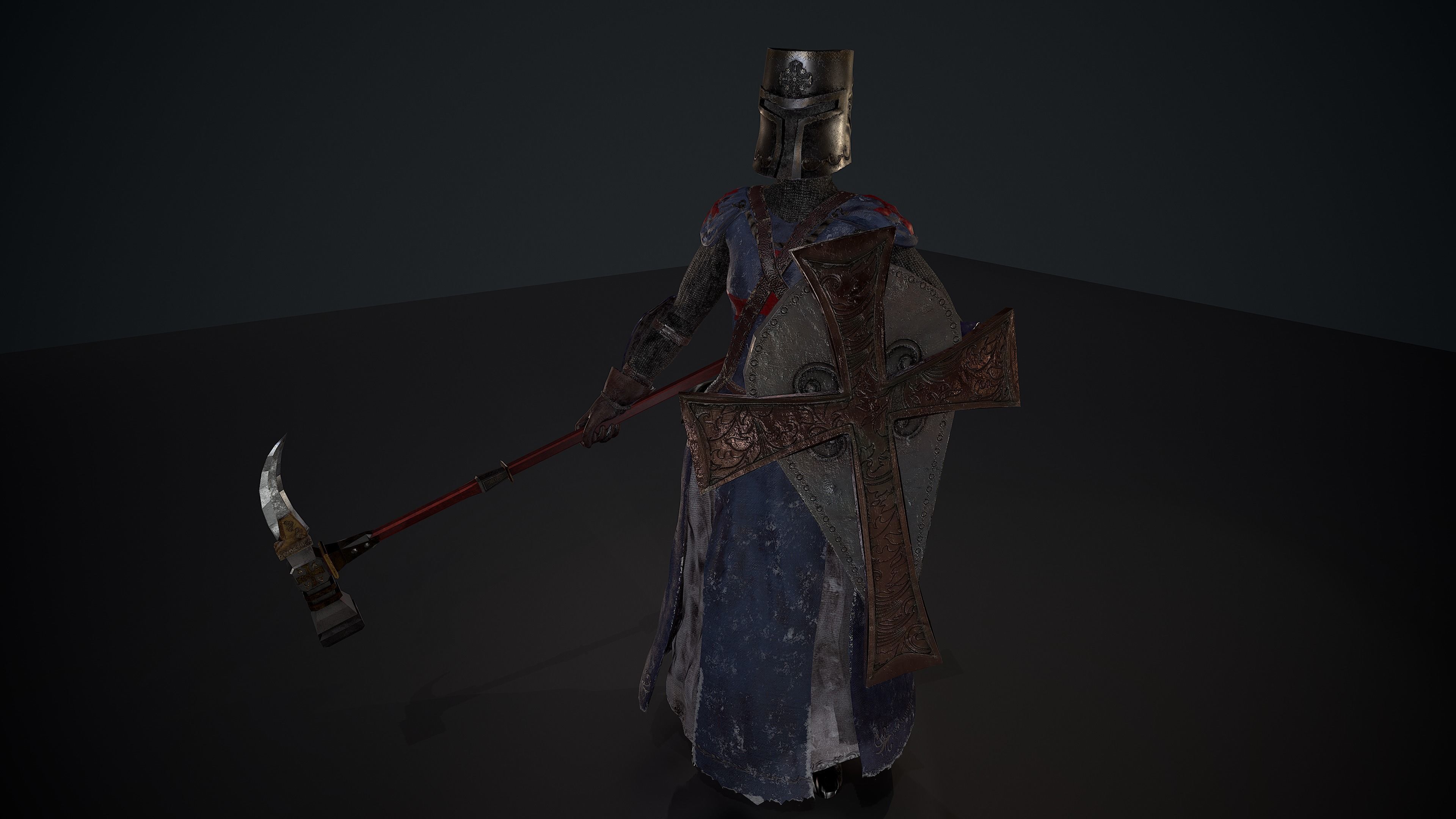 woman knight Low-poly 3D model_2