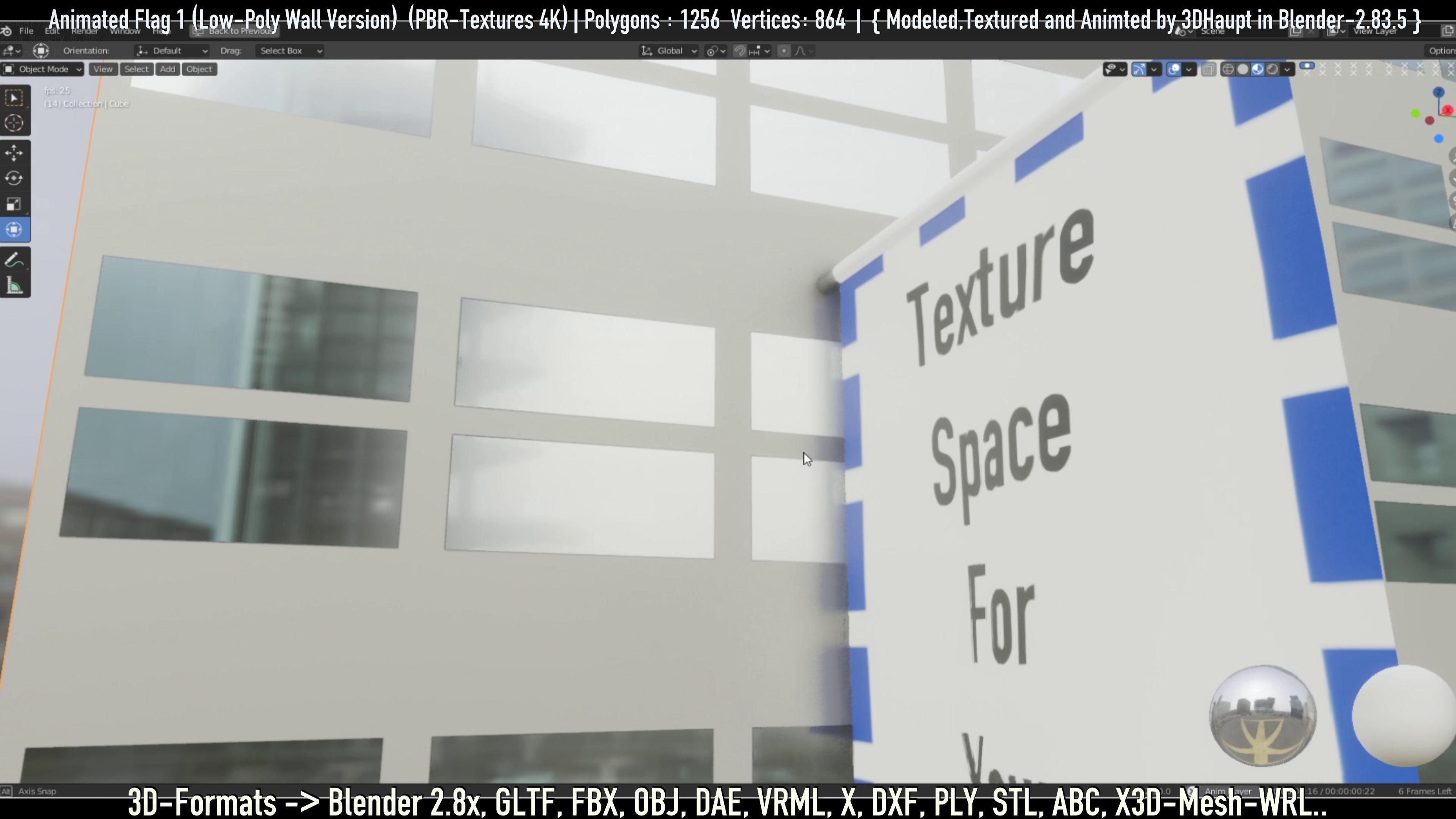 Flag -1- Animated Low-Poly Wall-Version Low-poly 3D model_22