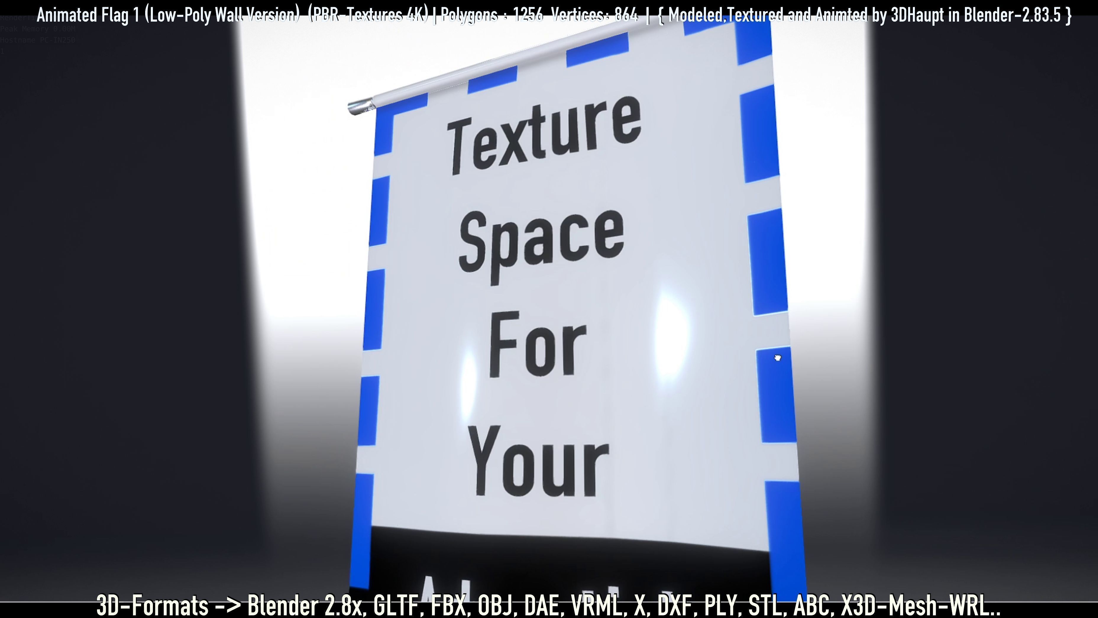 Flag -1- Animated Low-Poly Wall-Version Low-poly 3D model_9