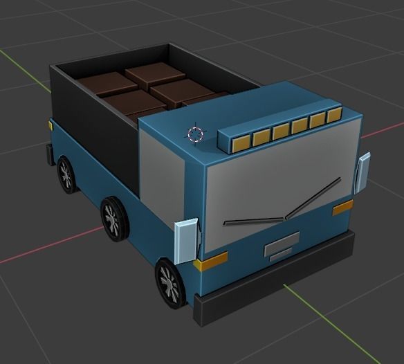low poly truck with boxes Free low-poly 3D model_1