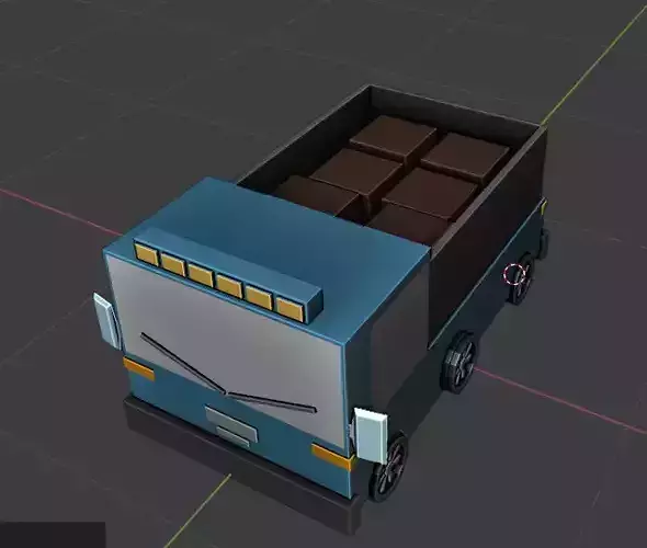low poly truck with boxes