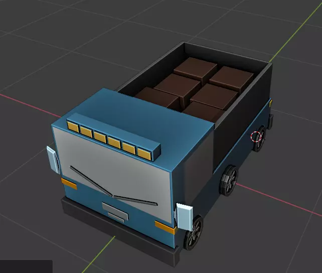 low poly truck with boxes Free low-poly 3D model_0