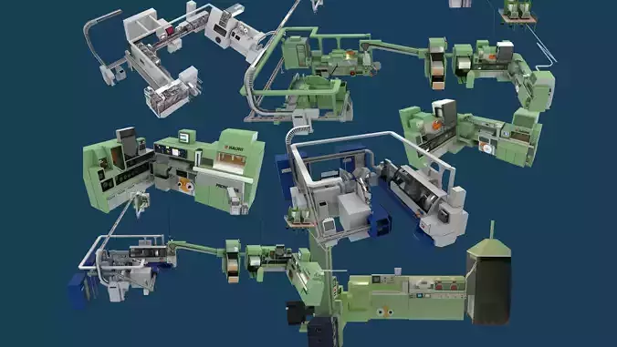 3D Cigarette Making Machinery Sets Low-poly 3D model