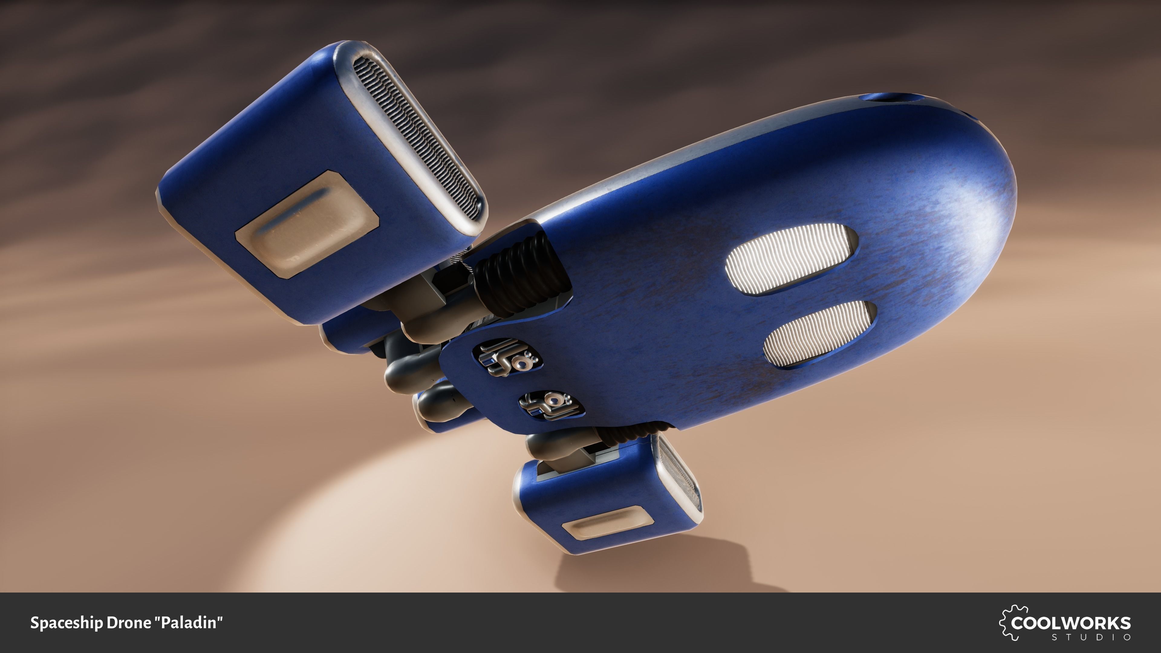 Spaceship Drone Paladin Low-poly 3D model_4