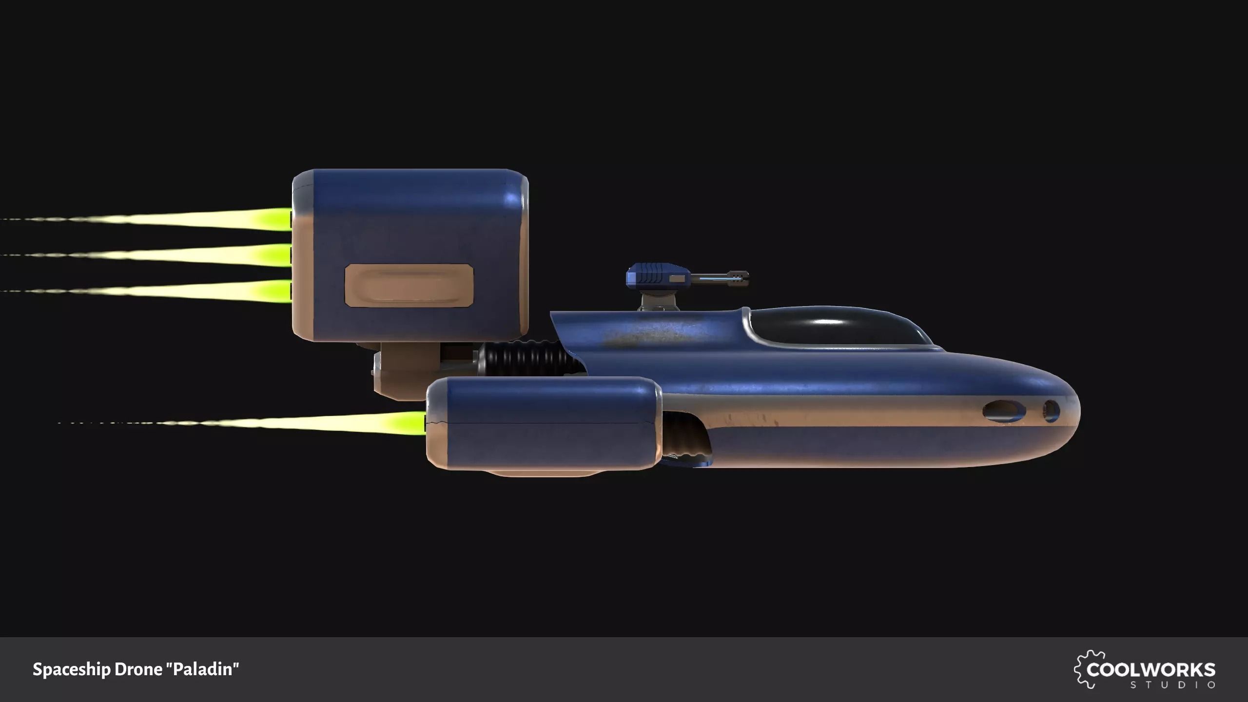 Spaceship Drone Paladin Low-poly 3D model_7