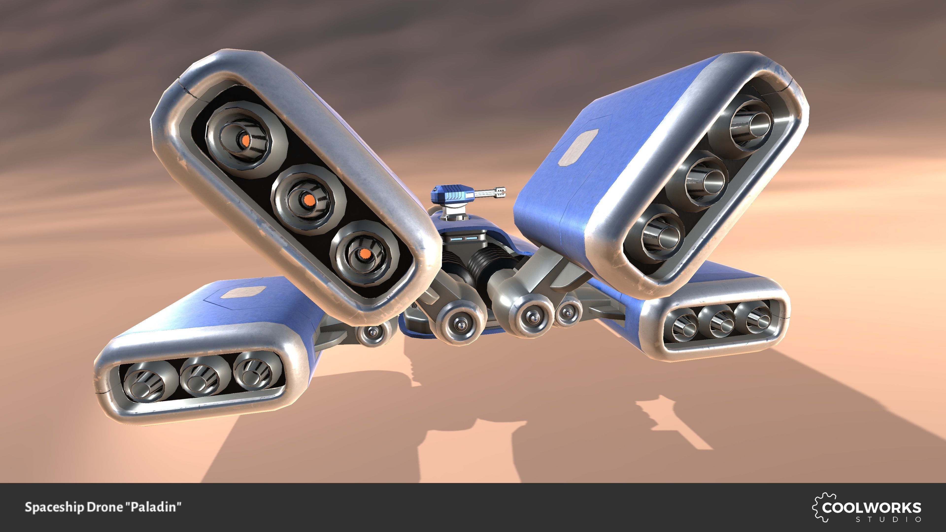 Spaceship Drone Paladin Low-poly 3D model_5