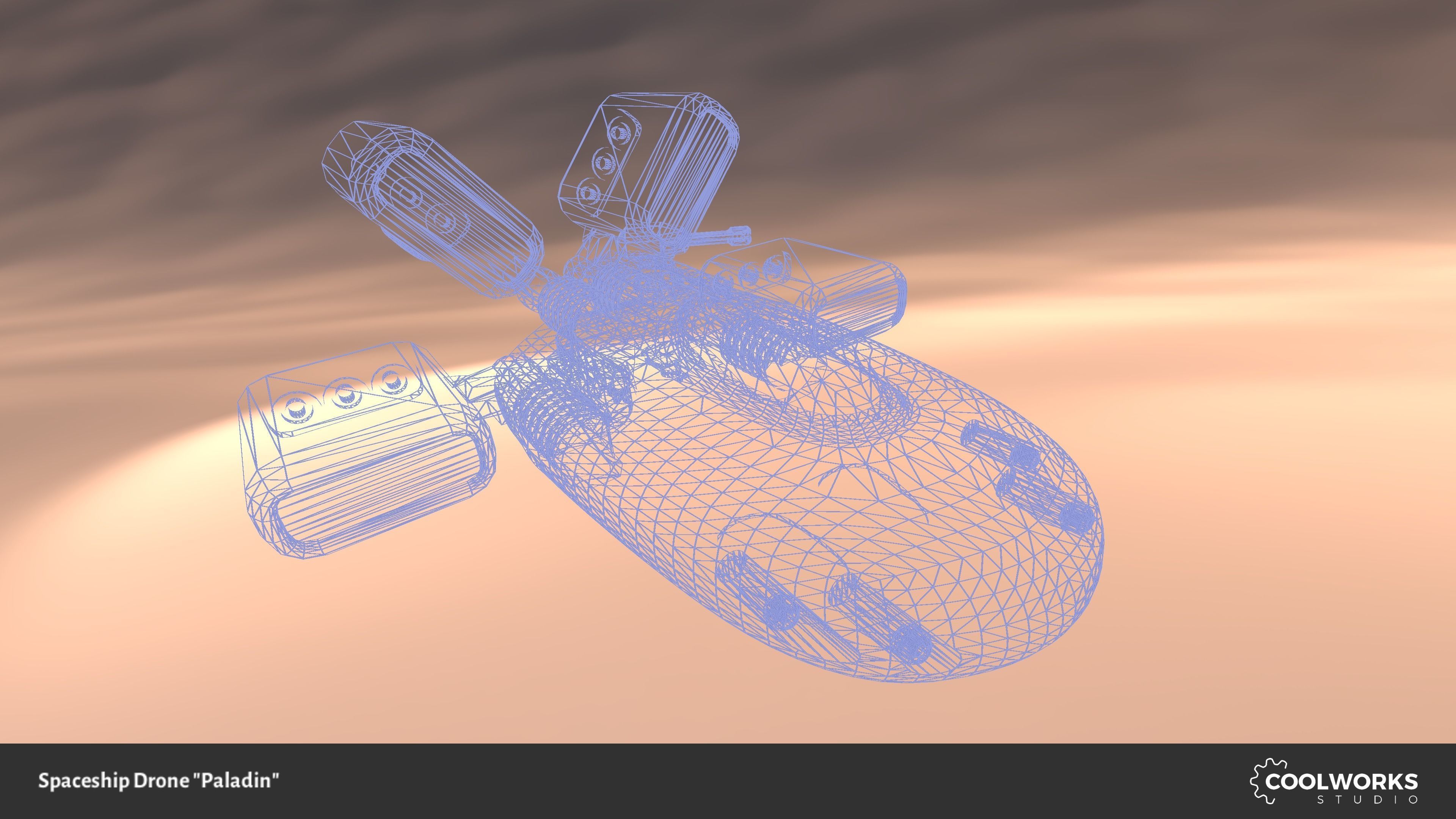 Spaceship Drone Paladin Low-poly 3D model_6