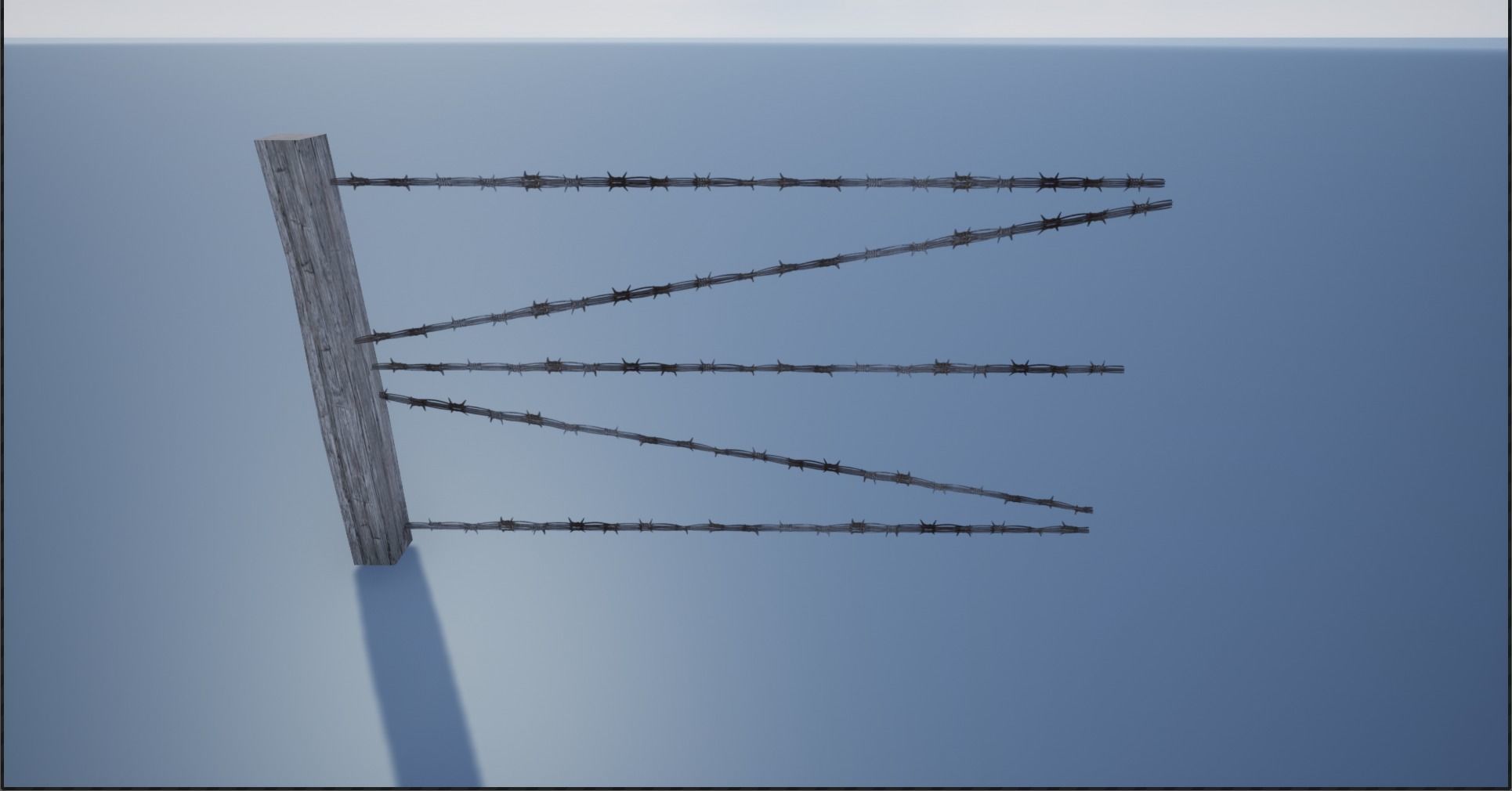 Lowpoly Modular Barbed Wooden Fence Low-poly 3D model_17