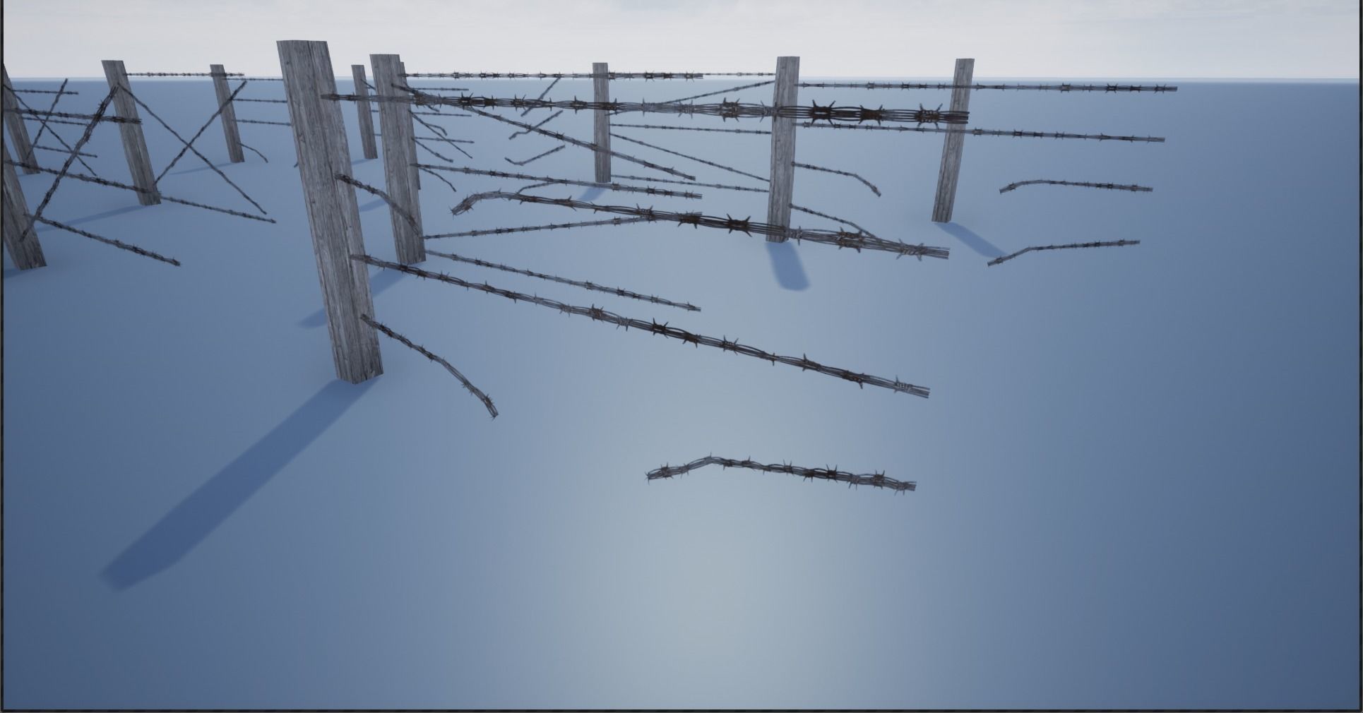 Lowpoly Modular Barbed Wooden Fence Low-poly 3D model_7