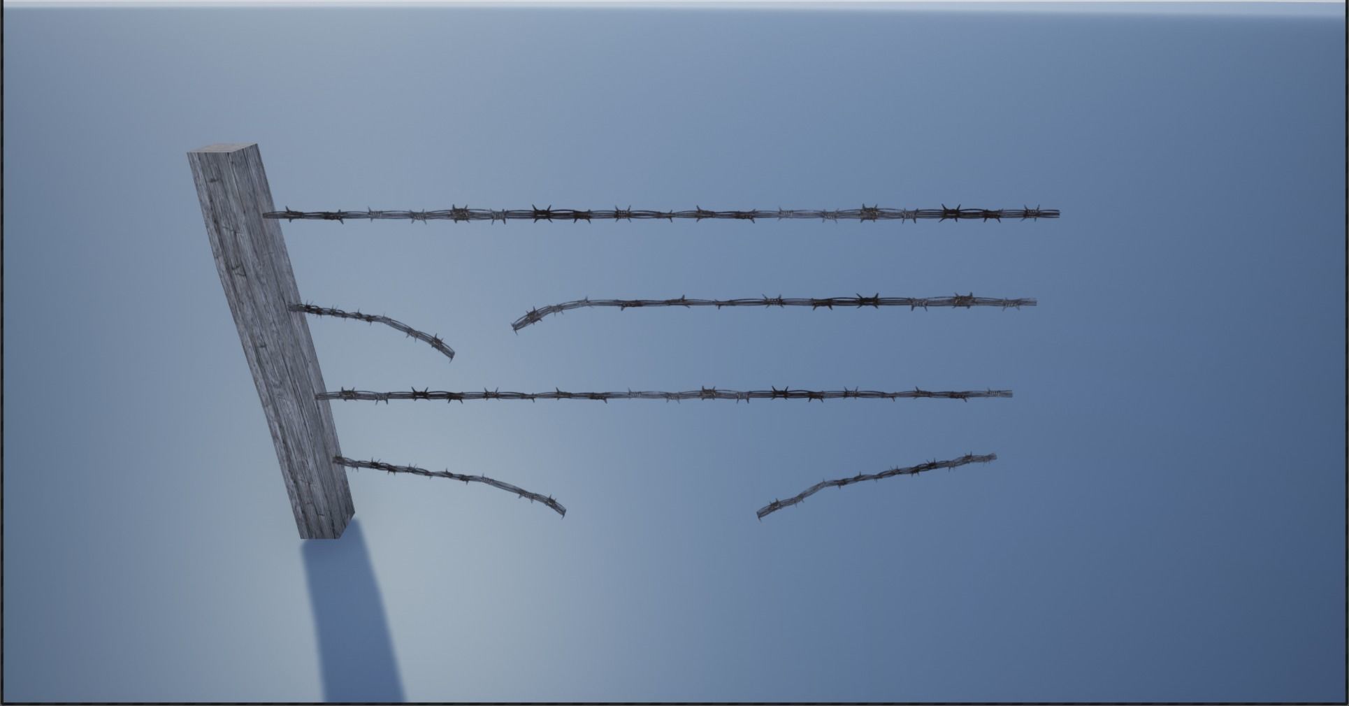 Lowpoly Modular Barbed Wooden Fence Low-poly 3D model_21