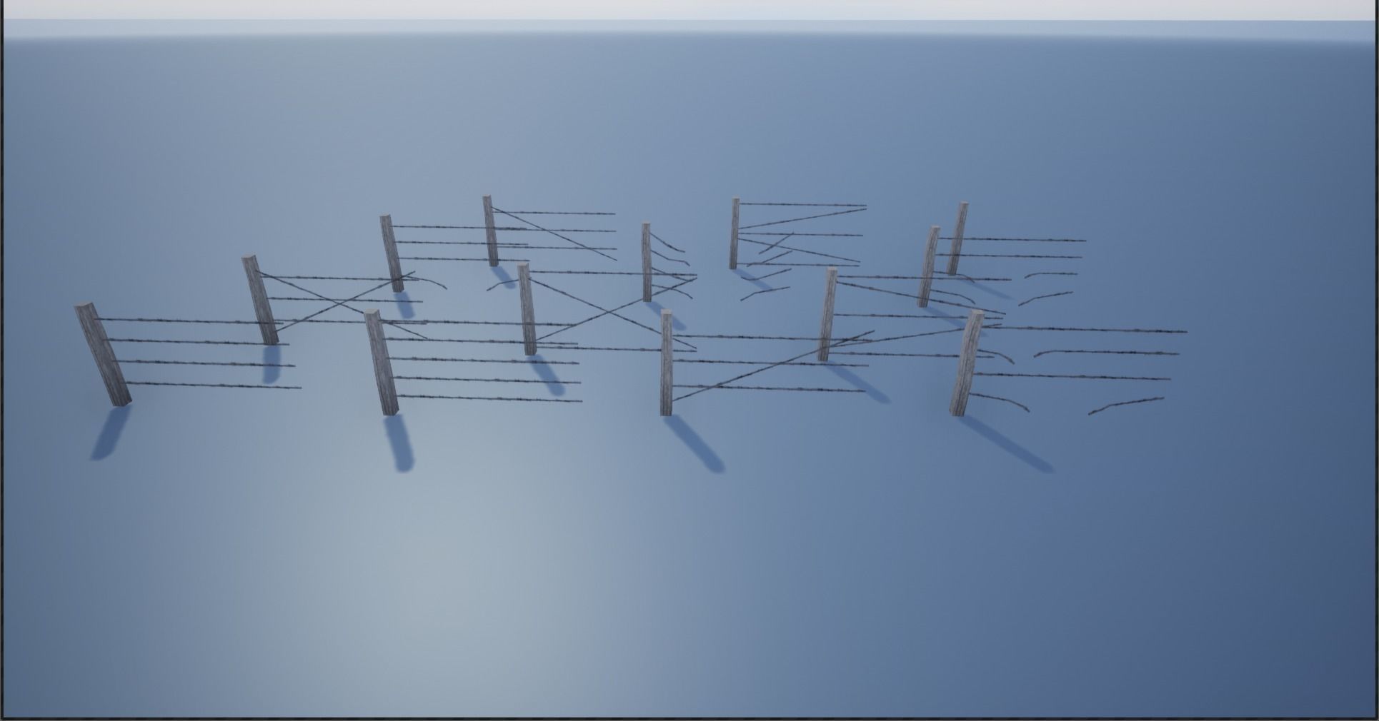 Lowpoly Modular Barbed Wooden Fence Low-poly 3D model_3