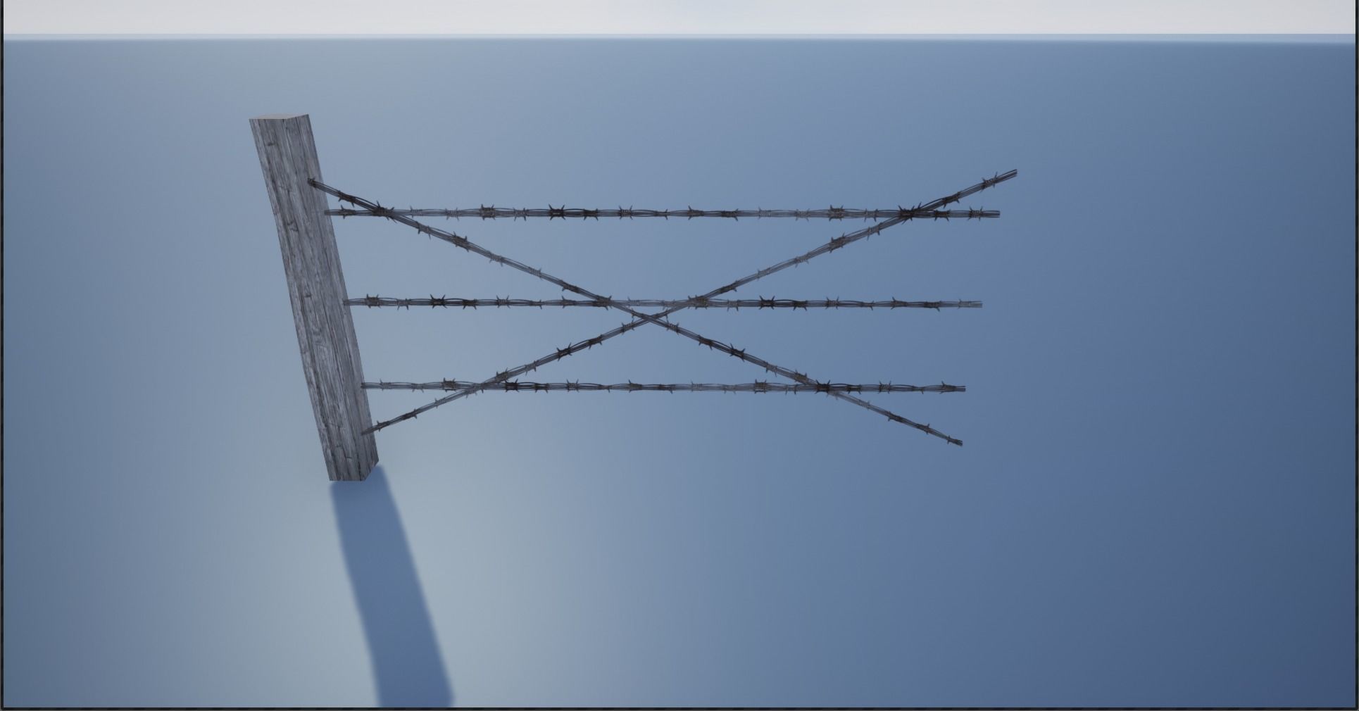 Lowpoly Modular Barbed Wooden Fence Low-poly 3D model_14