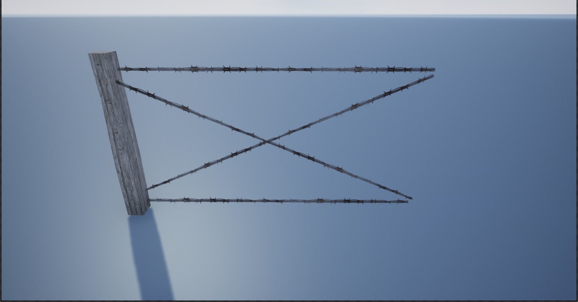 Lowpoly Modular Barbed Wooden Fence Low-poly 3D model_15