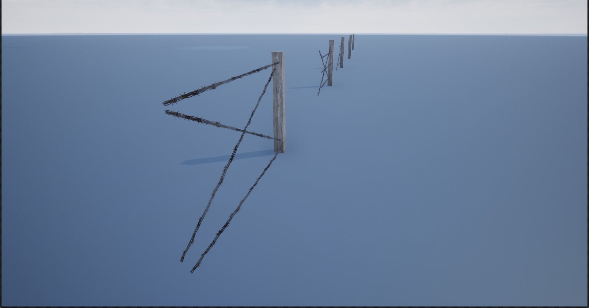 Lowpoly Modular Barbed Wooden Fence Low-poly 3D model_23