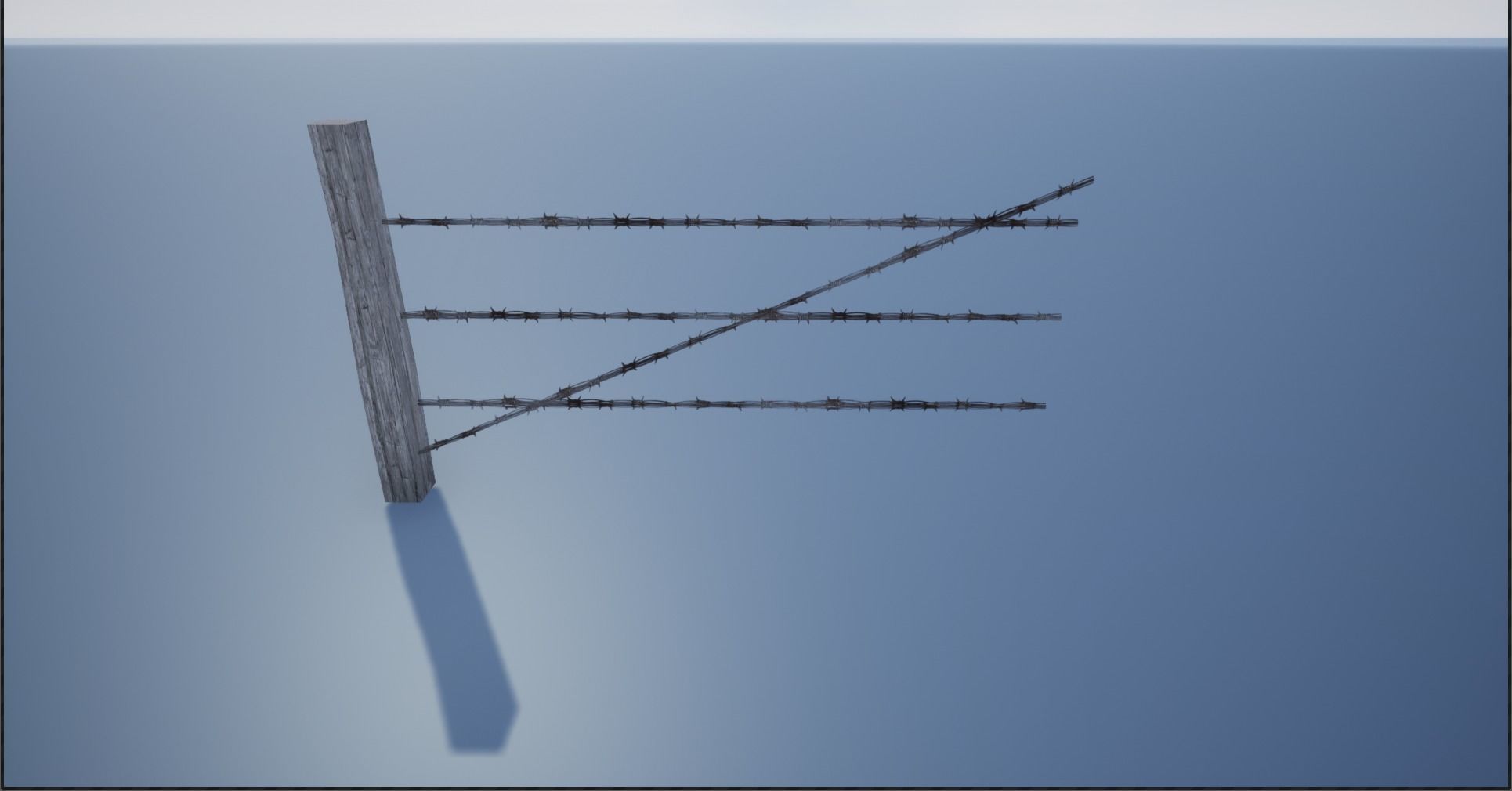 Lowpoly Modular Barbed Wooden Fence Low-poly 3D model_12