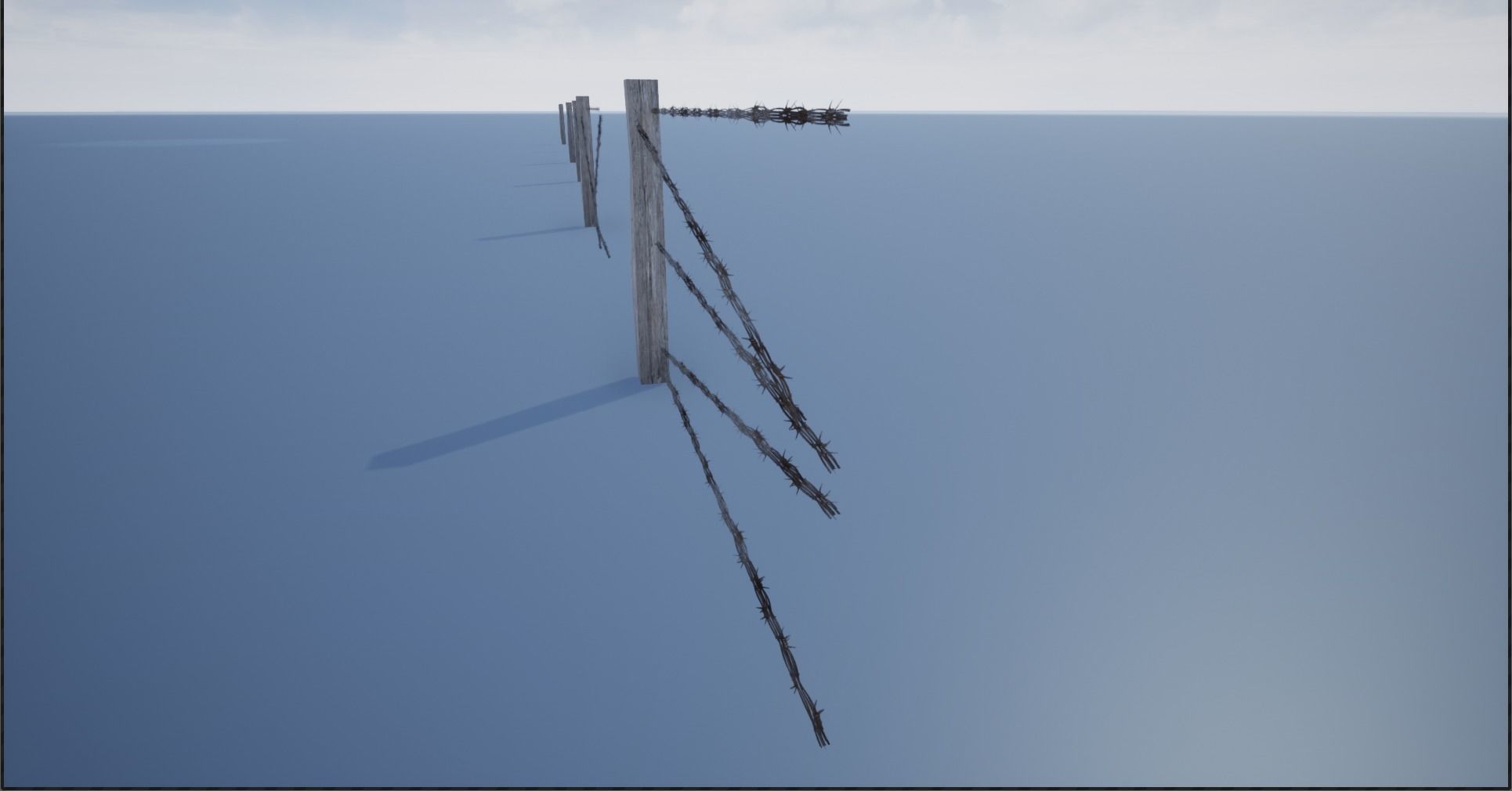 Lowpoly Modular Barbed Wooden Fence Low-poly 3D model_22