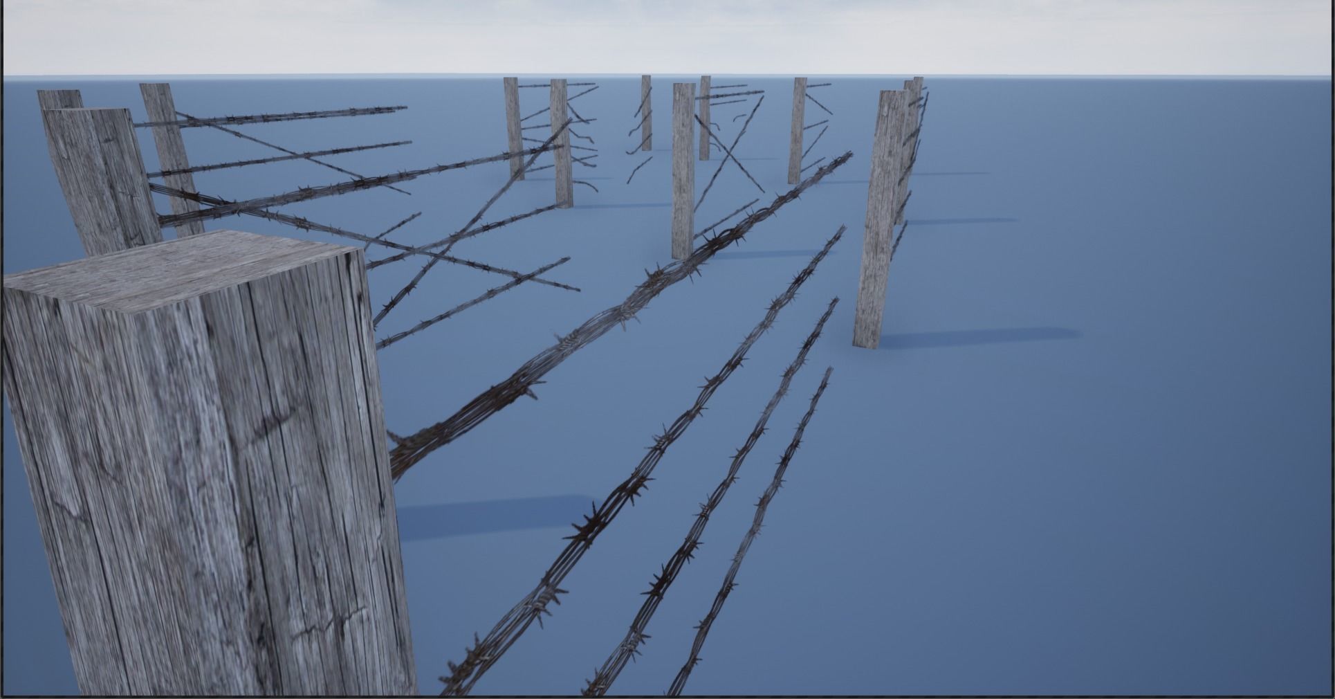 Lowpoly Modular Barbed Wooden Fence Low-poly 3D model_4